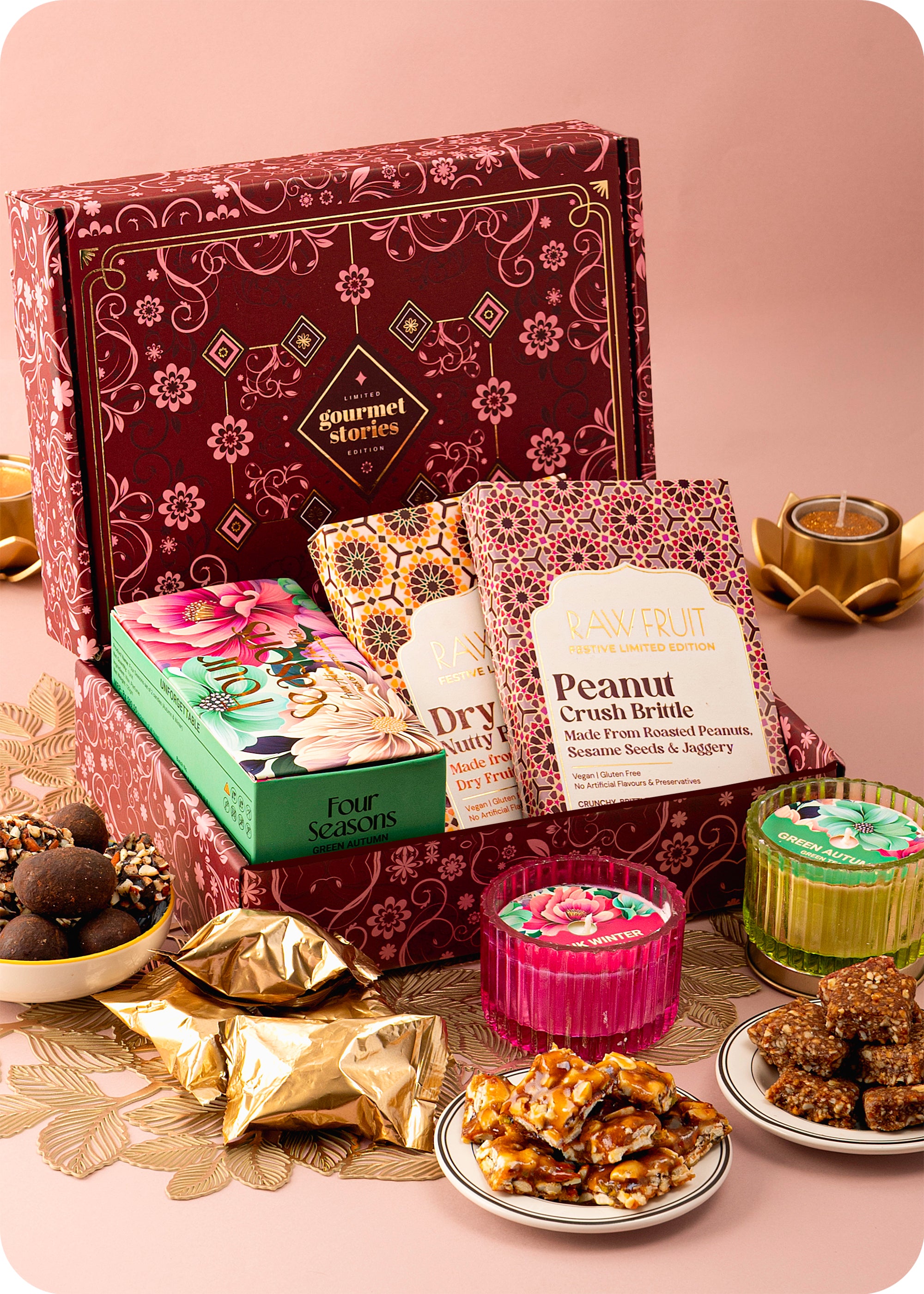 Festive Delight Diwali Gift Hamper with Brittle & Candles