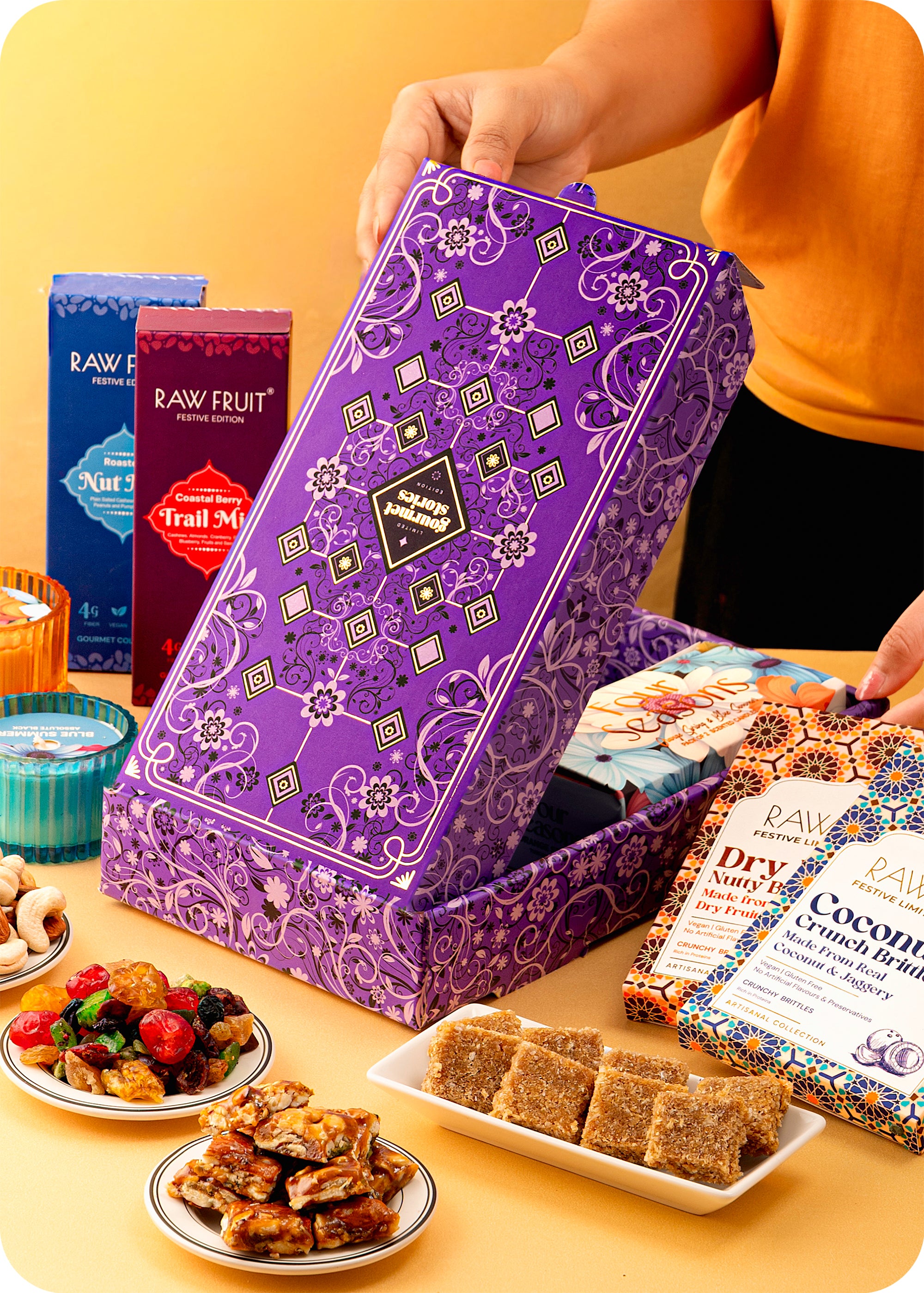 Diwali Celebration Hamper : Brittle, Nuts & Candles