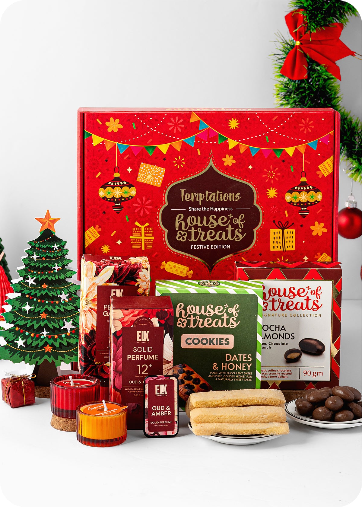 Festive Christmas Hamper : Gourmet Treats, Candles & DIY Christmas Tree