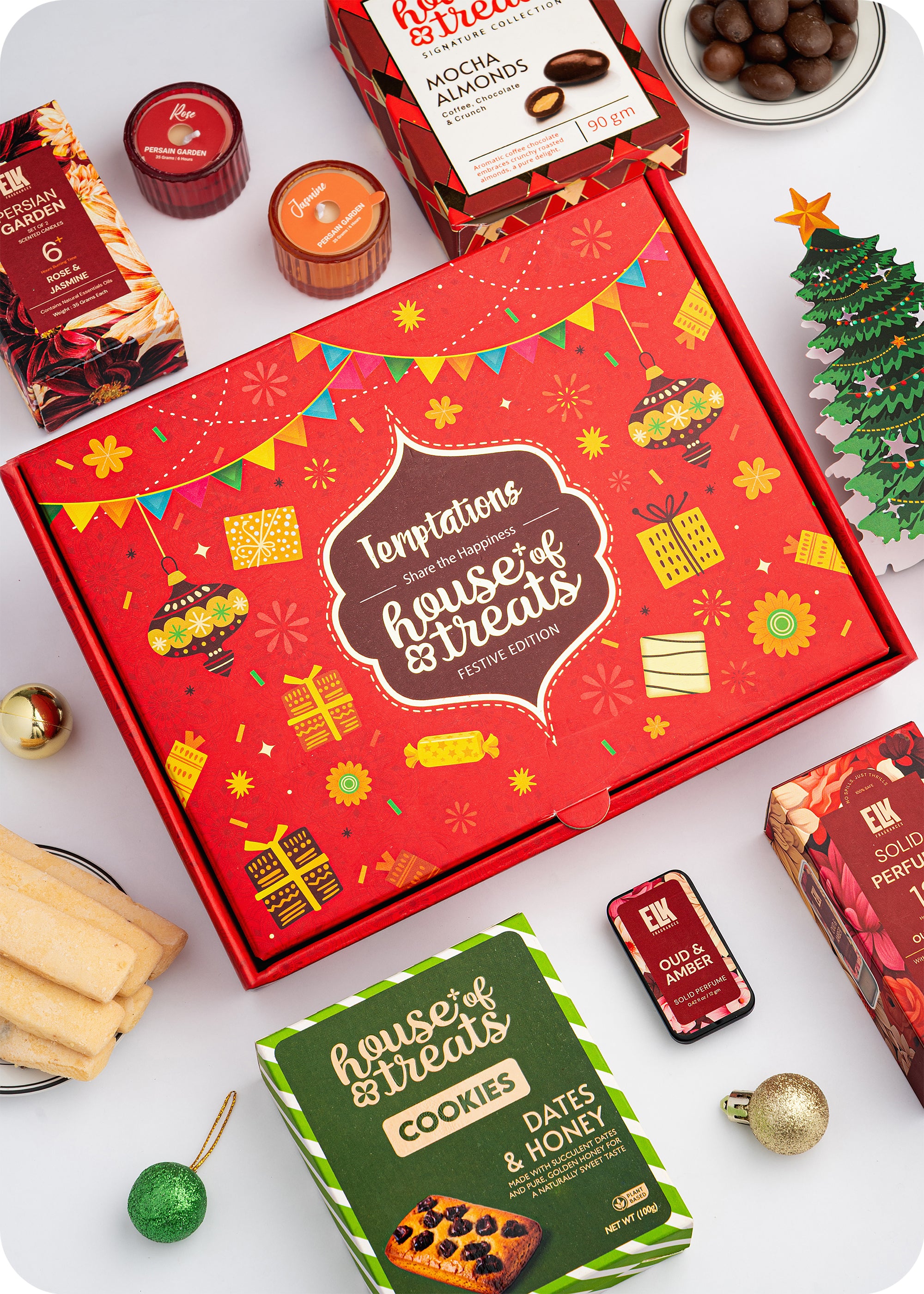 Festive Christmas Hamper : Gourmet Treats, Candles & DIY Christmas Tree