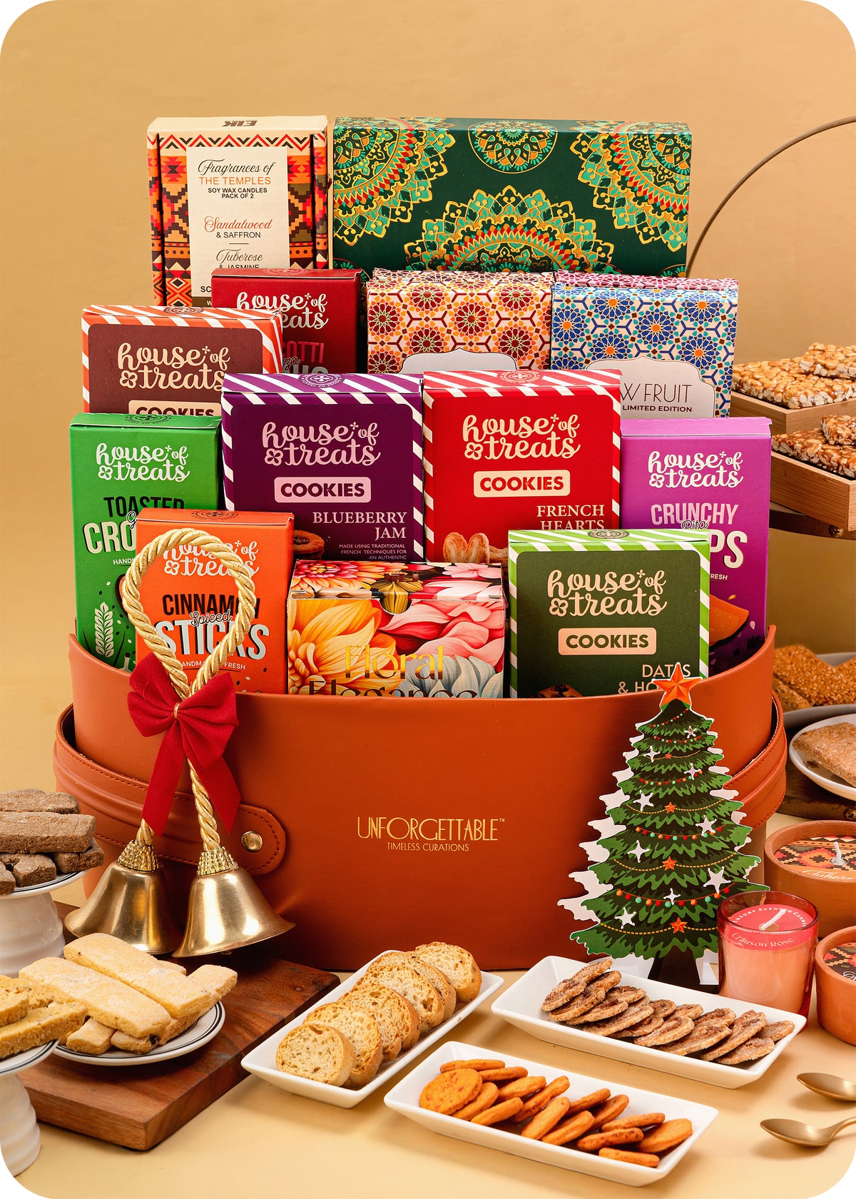 Festive Christmas Hamper: Gajak Assortment, Brittles & Candle Set