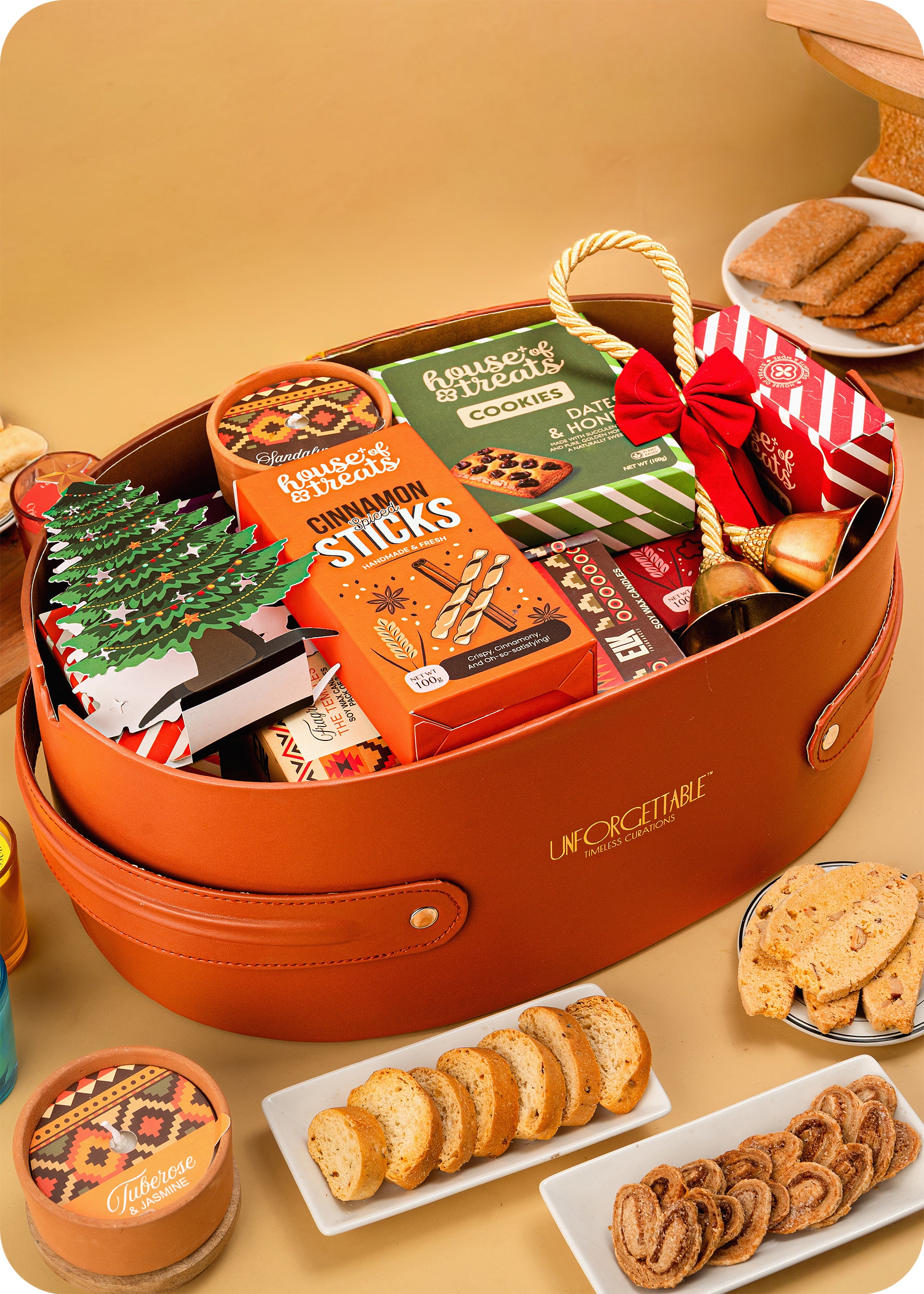 Festive Christmas Hamper: Gajak Assortment, Brittles & Candle Set