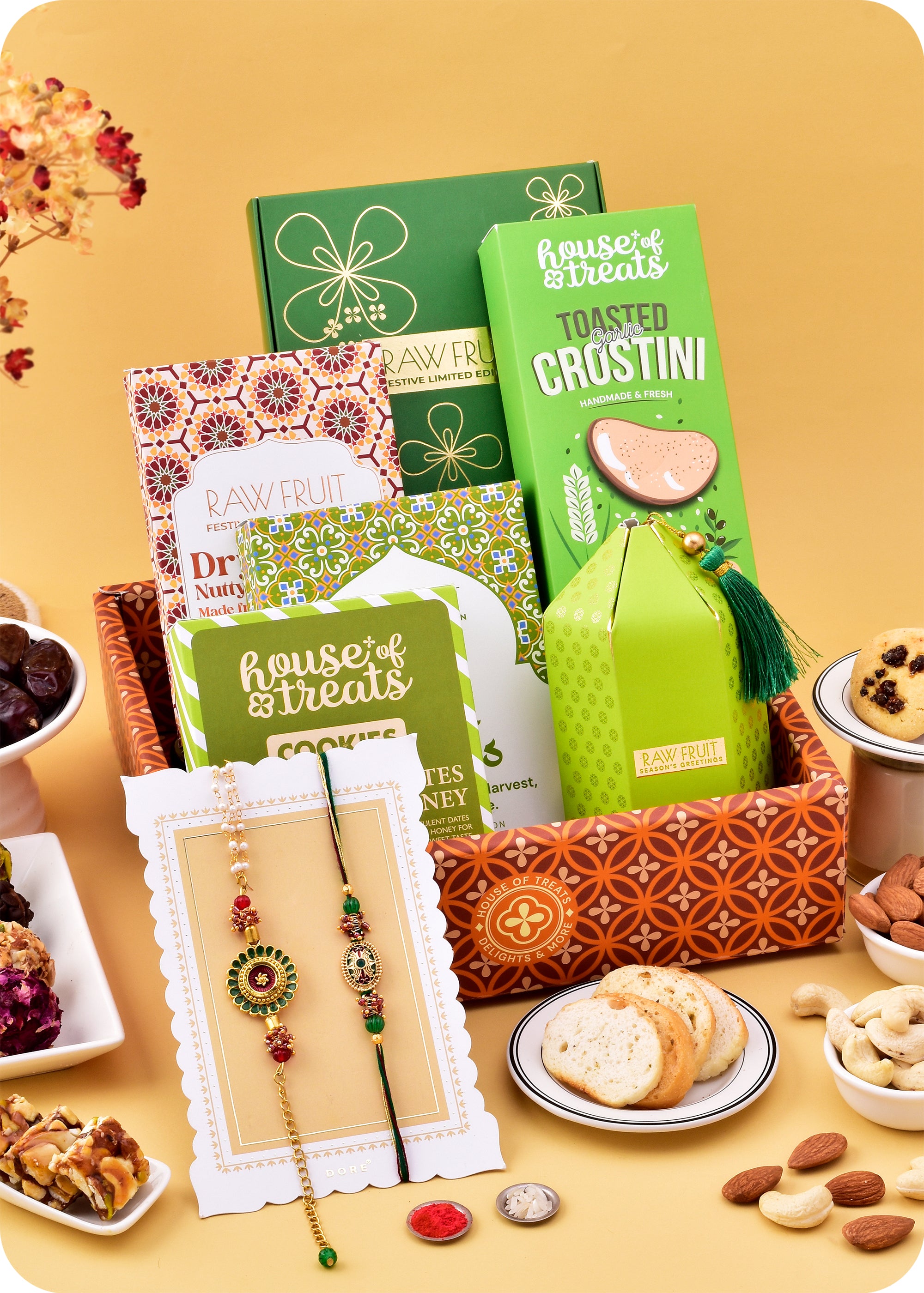Rakhi Delights: Cookies & Dry Fruits Hamper with Rakhi
