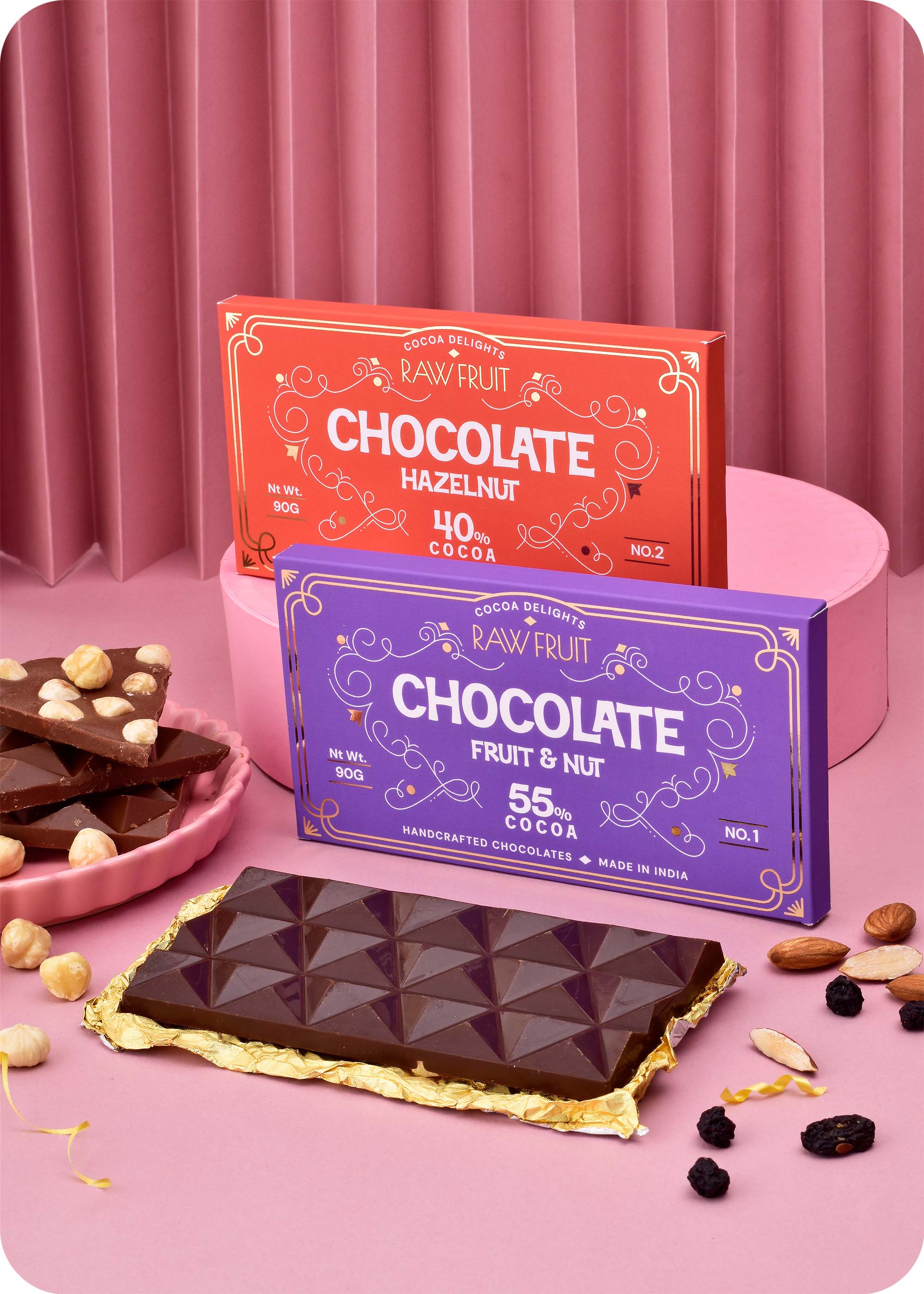 Fruit & Nut and Hazelnut Chocolate Bar