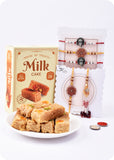 Double Delights : Milk Cake Sweet with set of 5 Rakhi