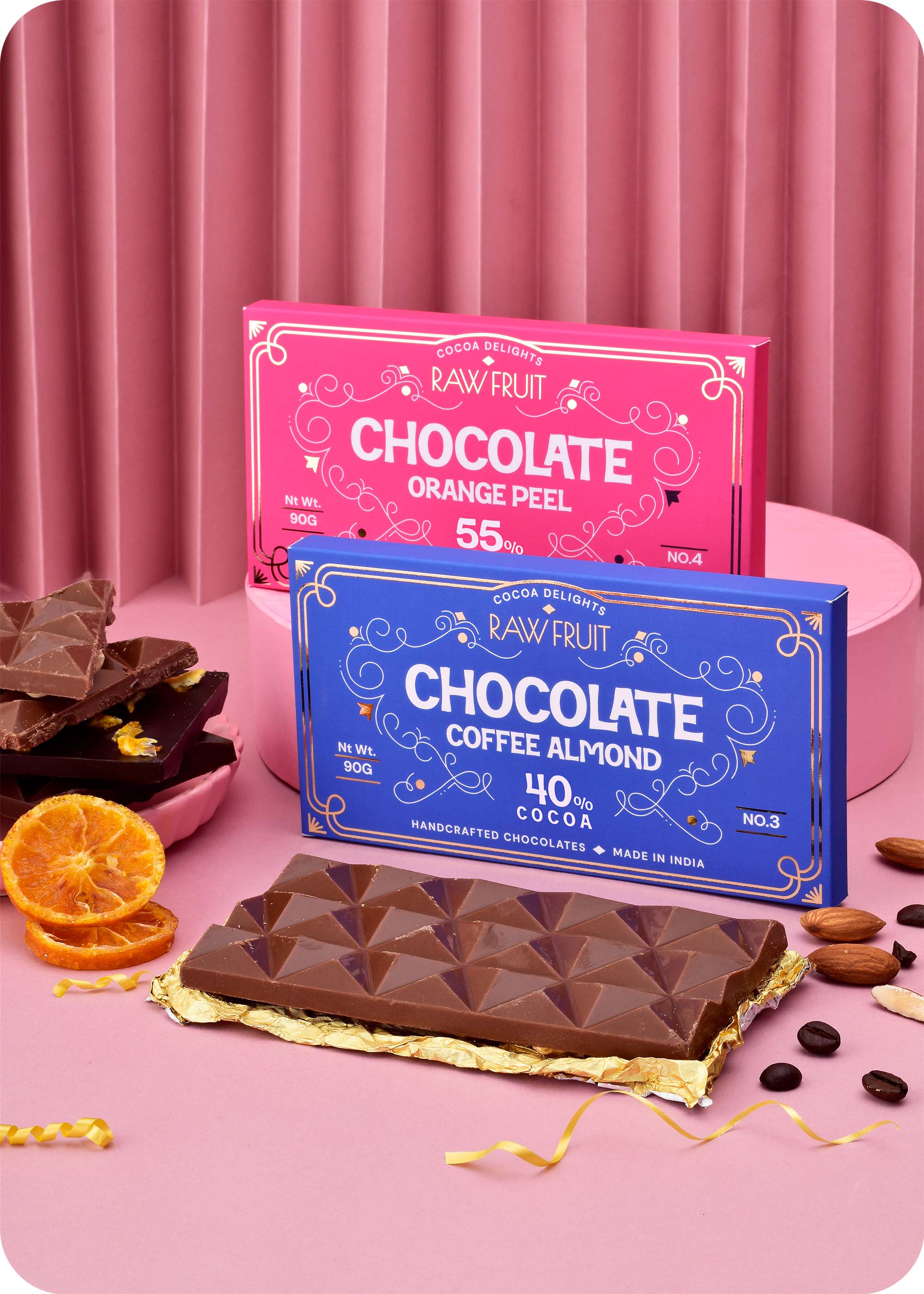Coffee Almonds and Orange Peel Chocolate Bar