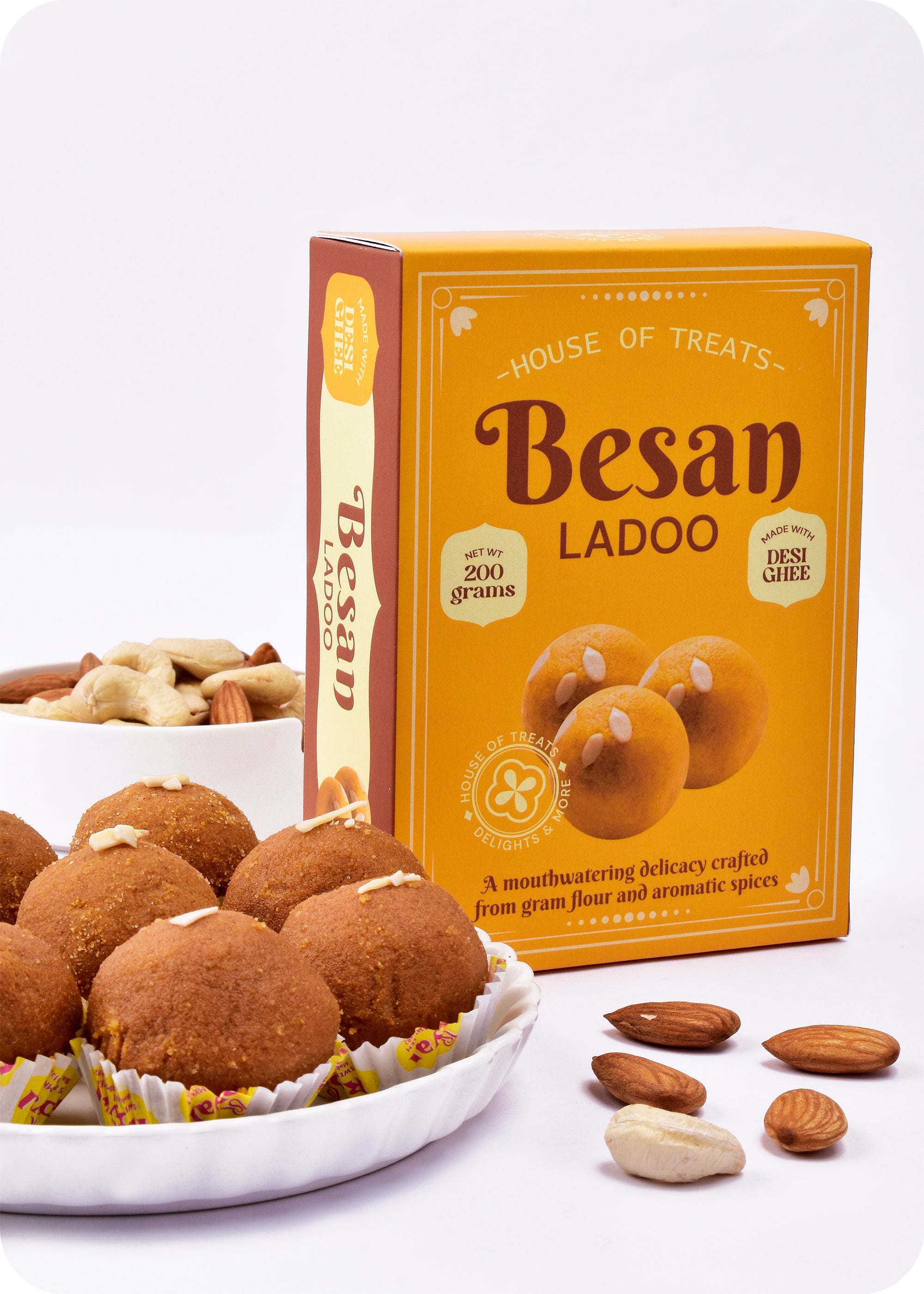 Gift Happiness: Besan Ladoo with Bhaiya Bhabhi Rakhi
