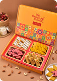 Diwali Celebration Gift Box with Pack of 4 Sweets & Candle Decor