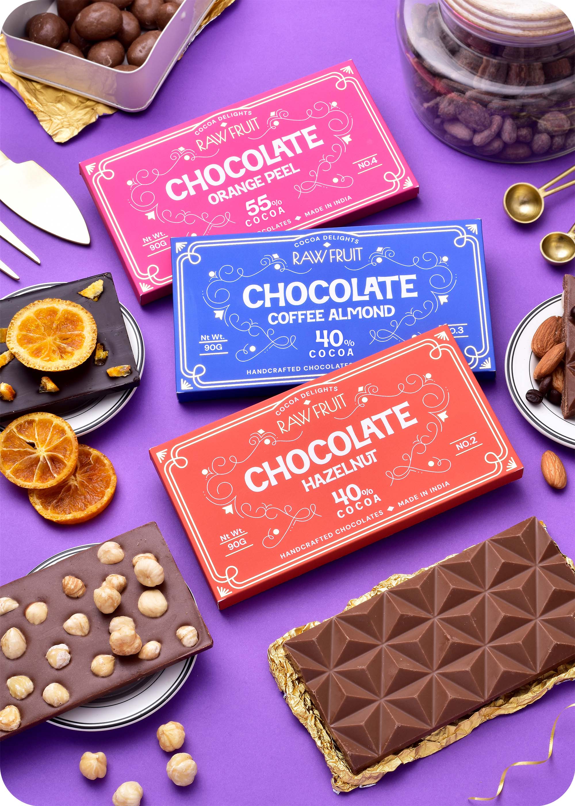 Coffee Almond, Orange Peel and Hazelnut Chocolate Bar