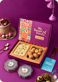 Diwali Gift Hamper : Traditional Sweets with Wooden Candle Stands