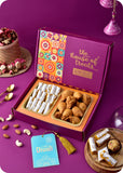Traditional Diwali Sweets with Lotus Wooden Candle Stands