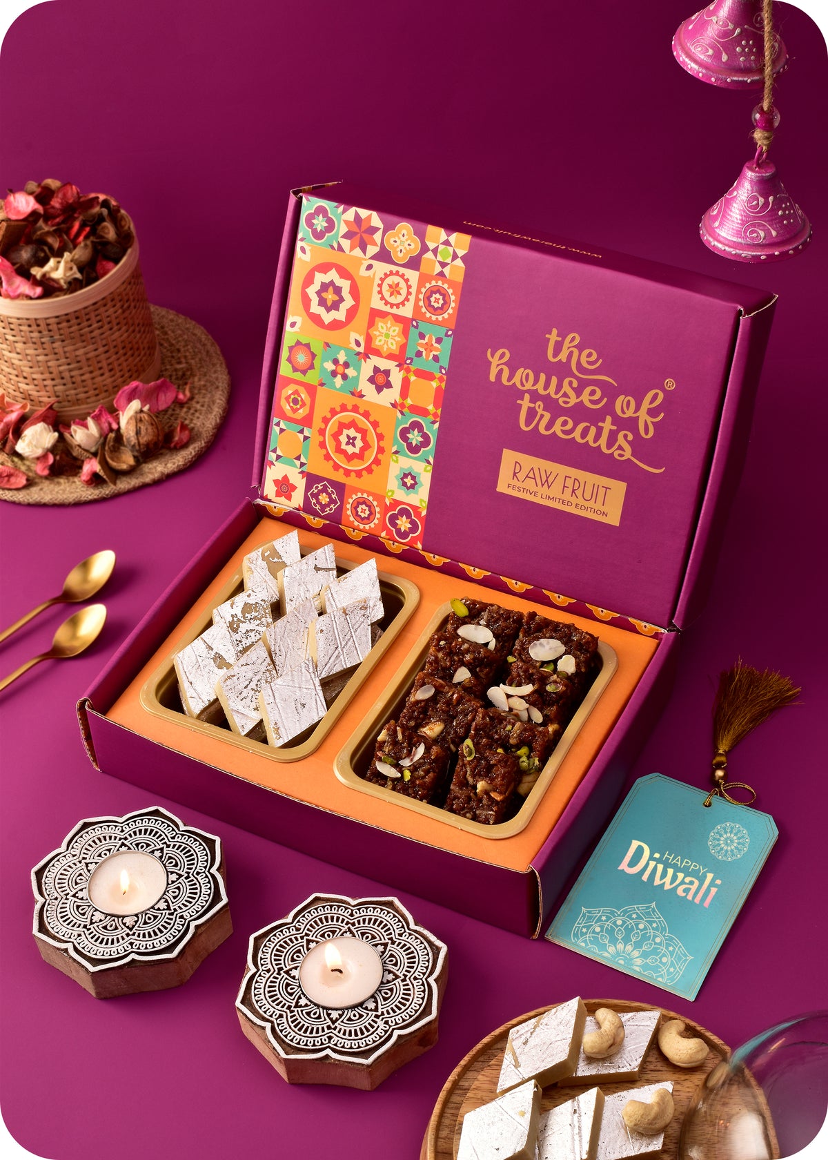 Festive Gift Set with Sweets & Candle Decor