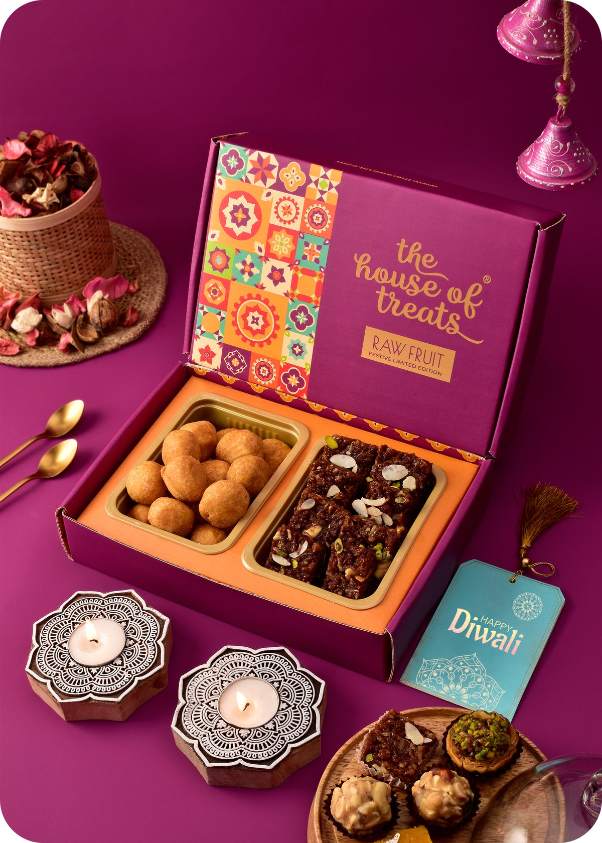 Festive Gift Set: Sweets, Savoury & Lotus Candle Decor