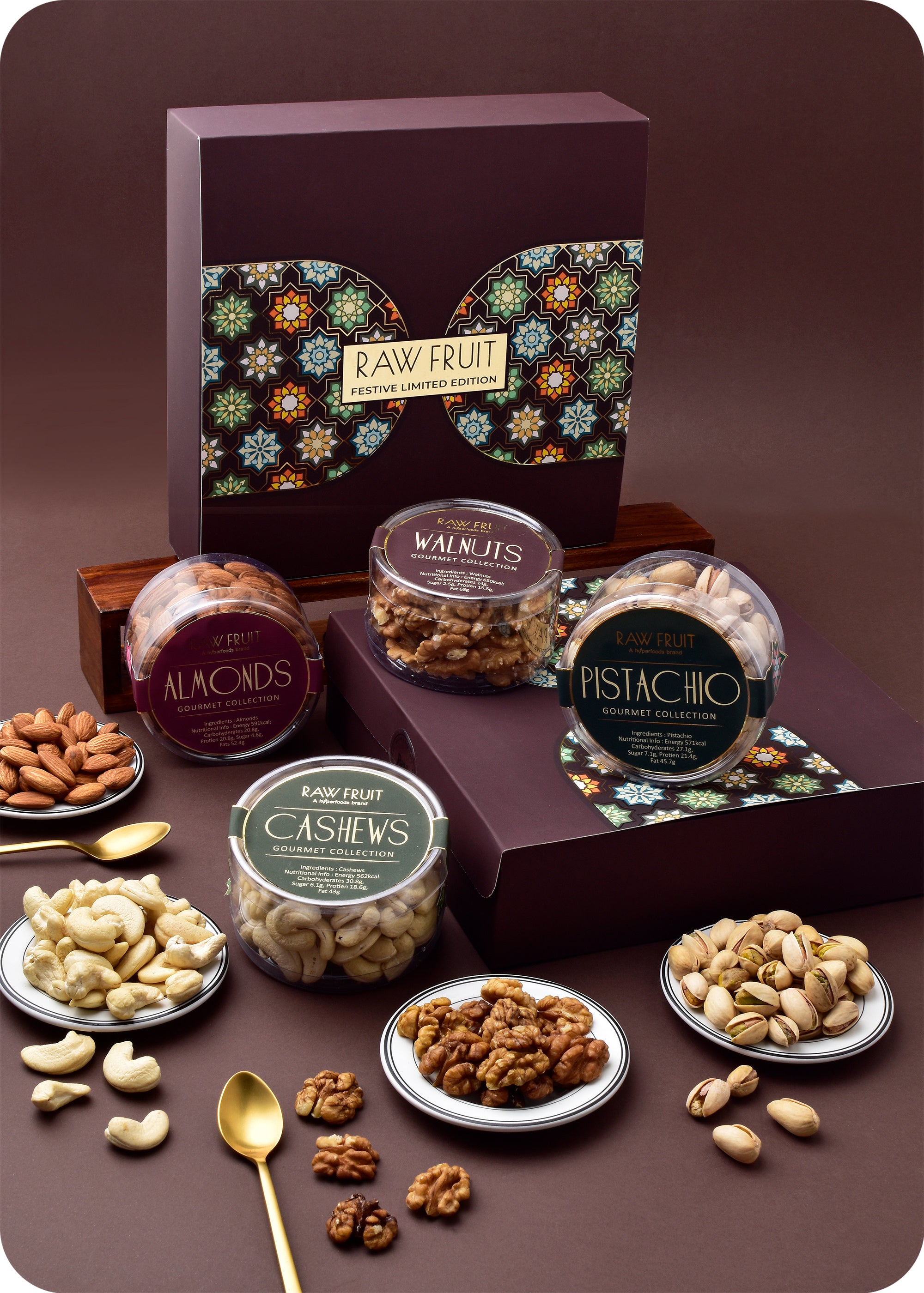 Diwali Dry Fruits Gift Box with Assorted Nuts & DIY Paper Light Lamps