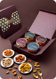 Spiced Cashews Delight Diwali Hamper with Wooden Candle Stands