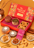 Festive Sweets & Dry Fruits Gift Pack with Wooden Candle Stands