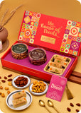 Festive Sweets & Dry Fruits Gift Pack with Wooden Candle Stands