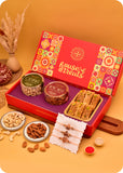 Set of 3 Rakhi with Sweets & Dry Fruits