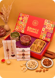 Set of 5 Rakhi with Sweets & Dry Fruits