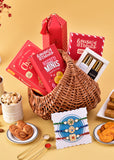 Rakhi Gift Basket: Sweets & Snacks with 3 Rakhi