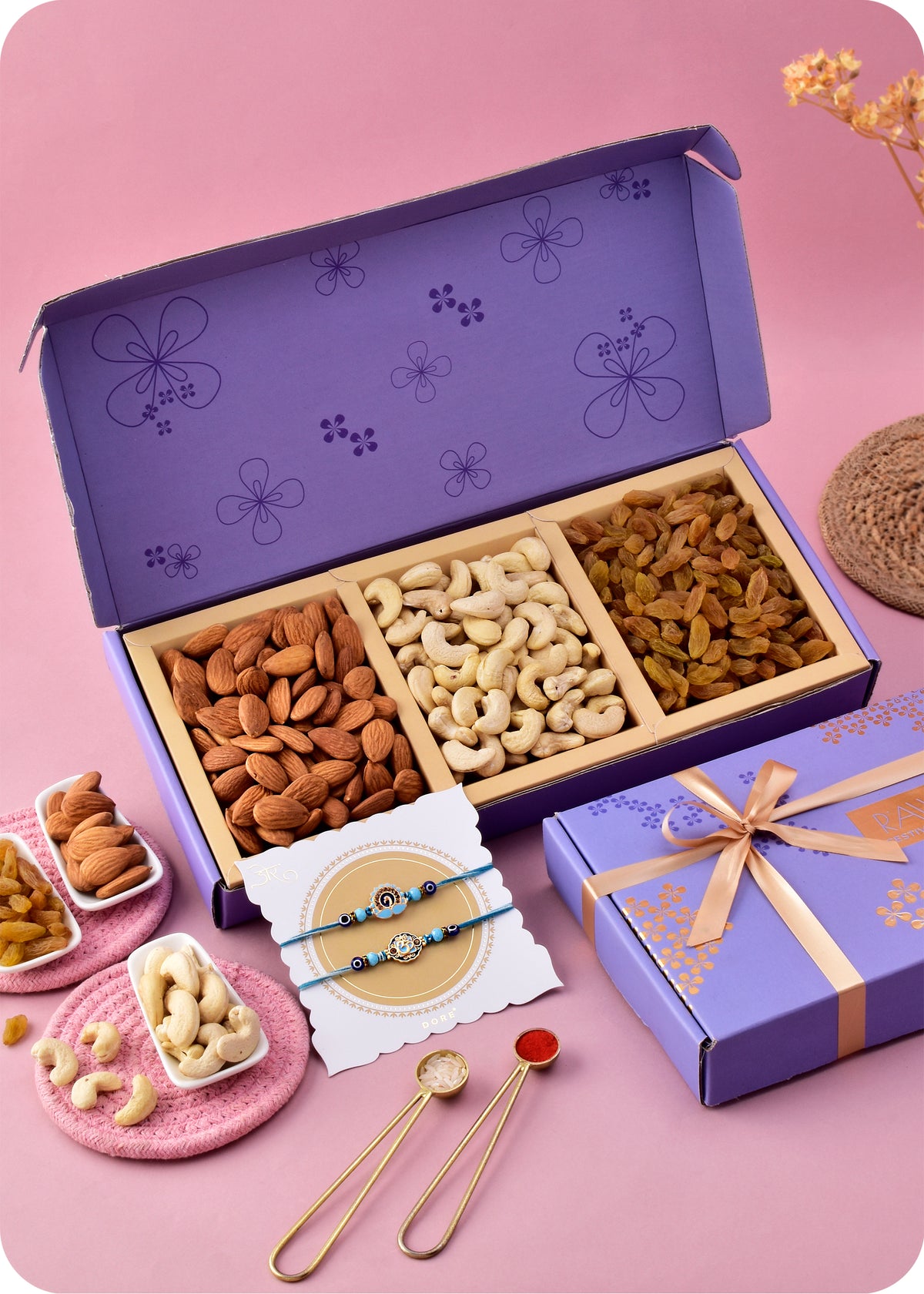 Dry Fruits Gift Pack with Rakhi set of 2