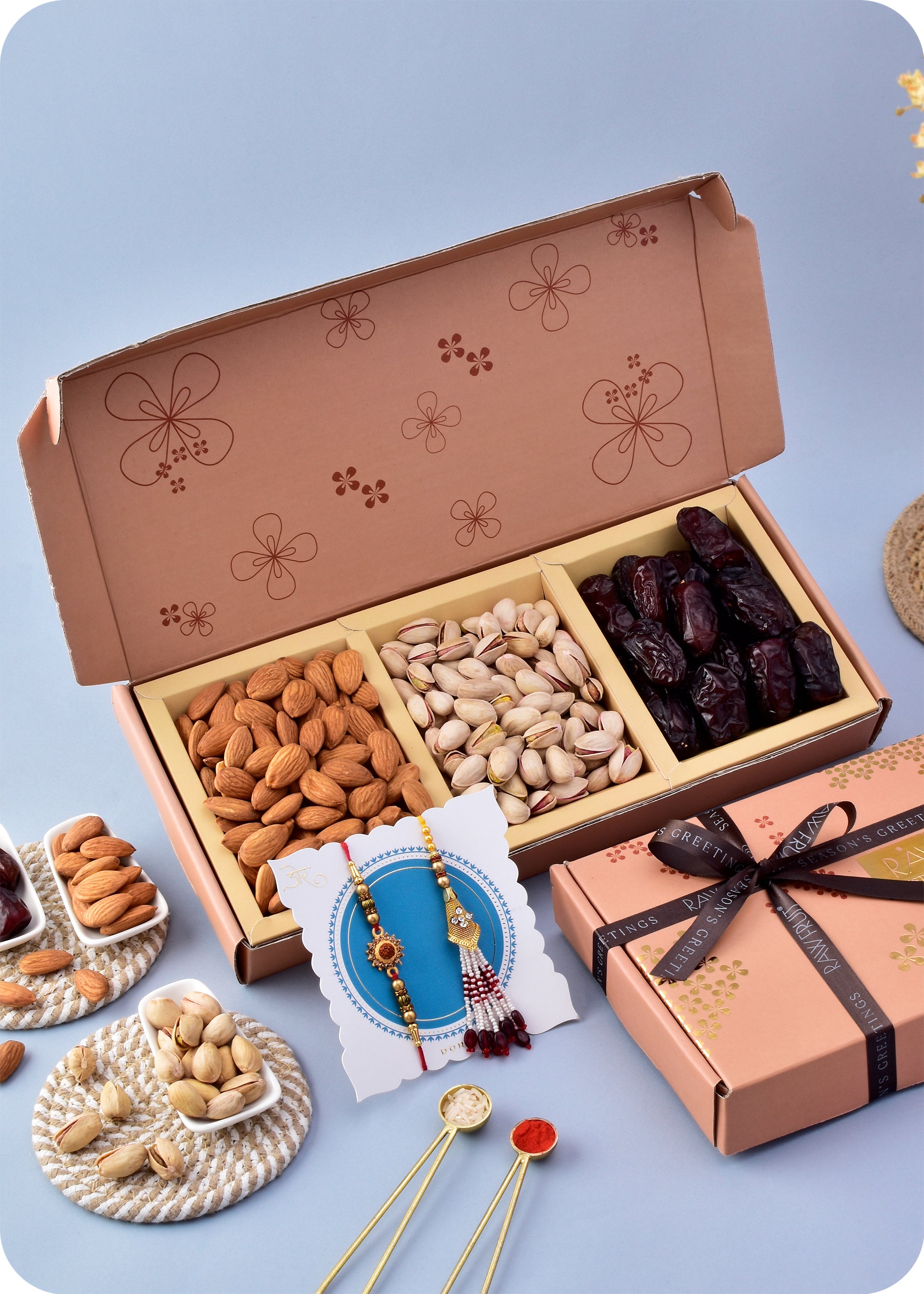 Dry Fruits Gift Pack with Rakhi