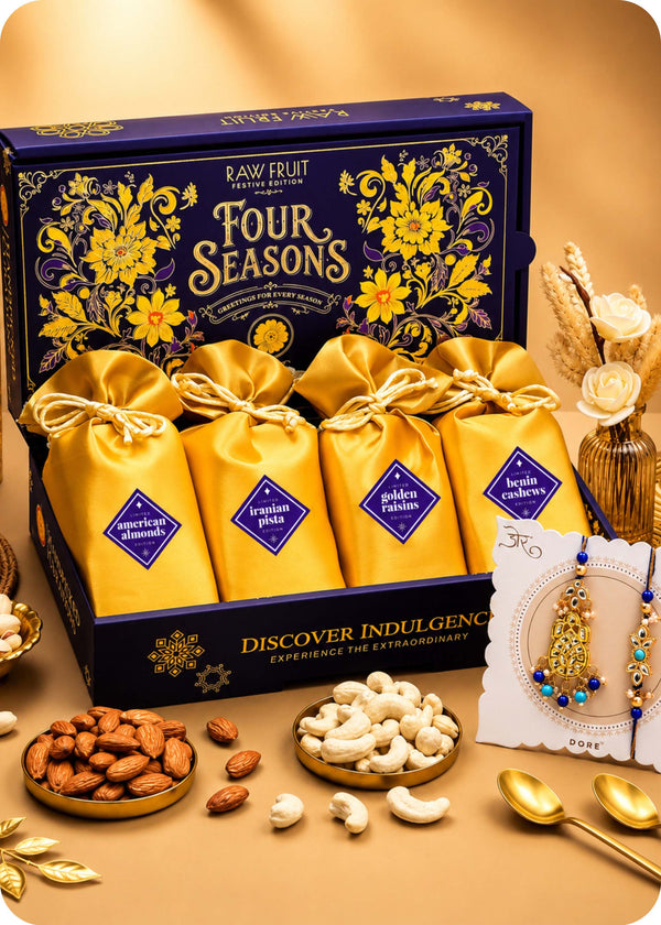 Assorted Dry Fruits Celebration Box with Bhaiya Bhabhi Rakhi