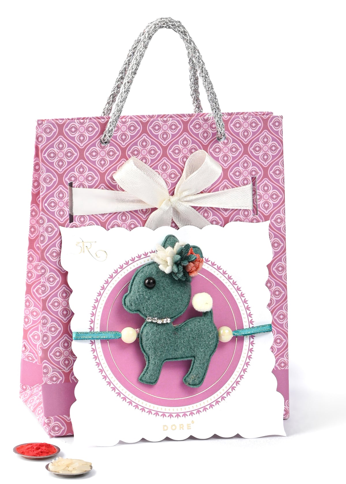 Green Meadow Lamb Kids Rakhi Set for Brother