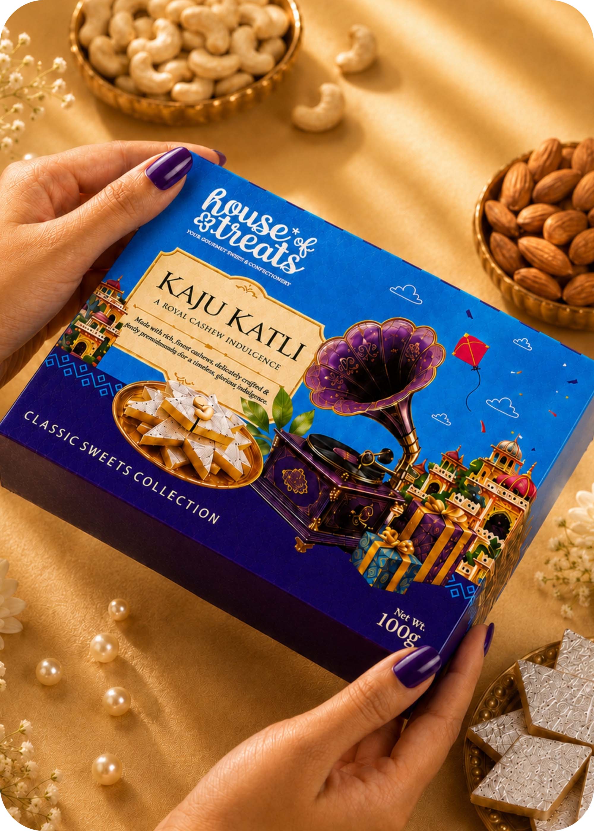 Sweet Celebrations: Kaju Katli with Set of 2 Rakhi