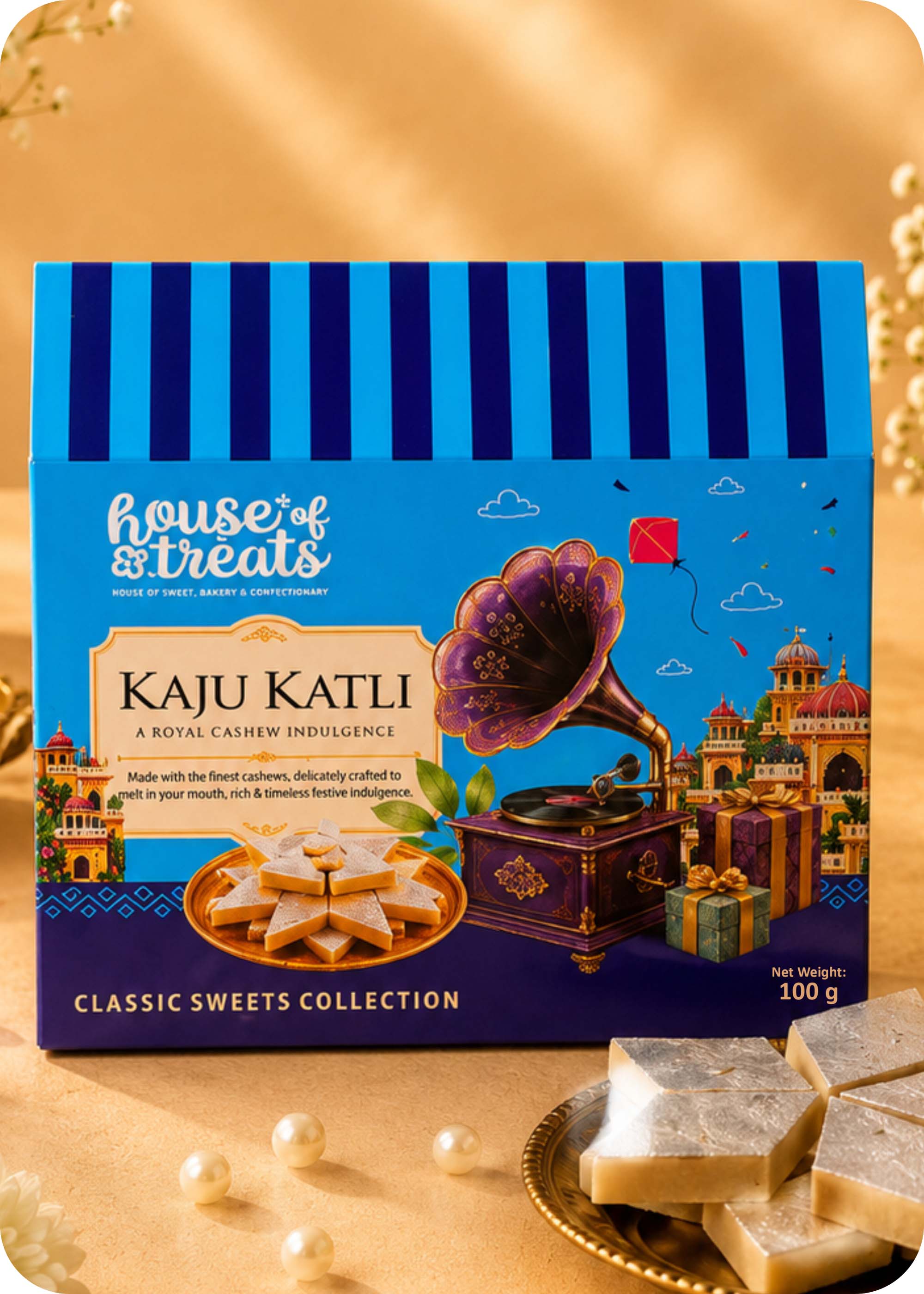 Sweet Celebrations: Kaju Katli with Set of 2 Rakhi