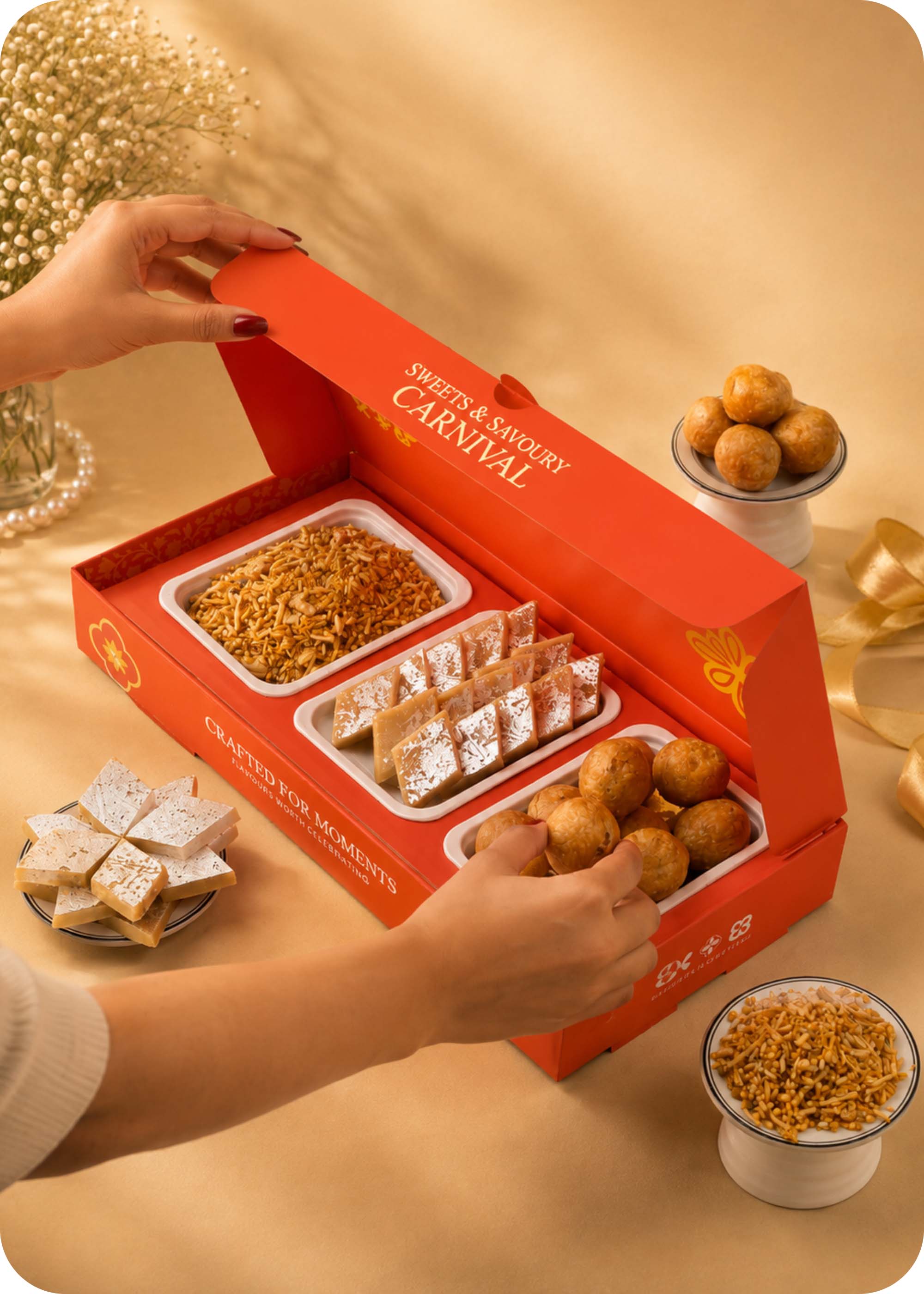 Rakhi Celebration Sweets Gift Pack with Set of 2 Rakhi