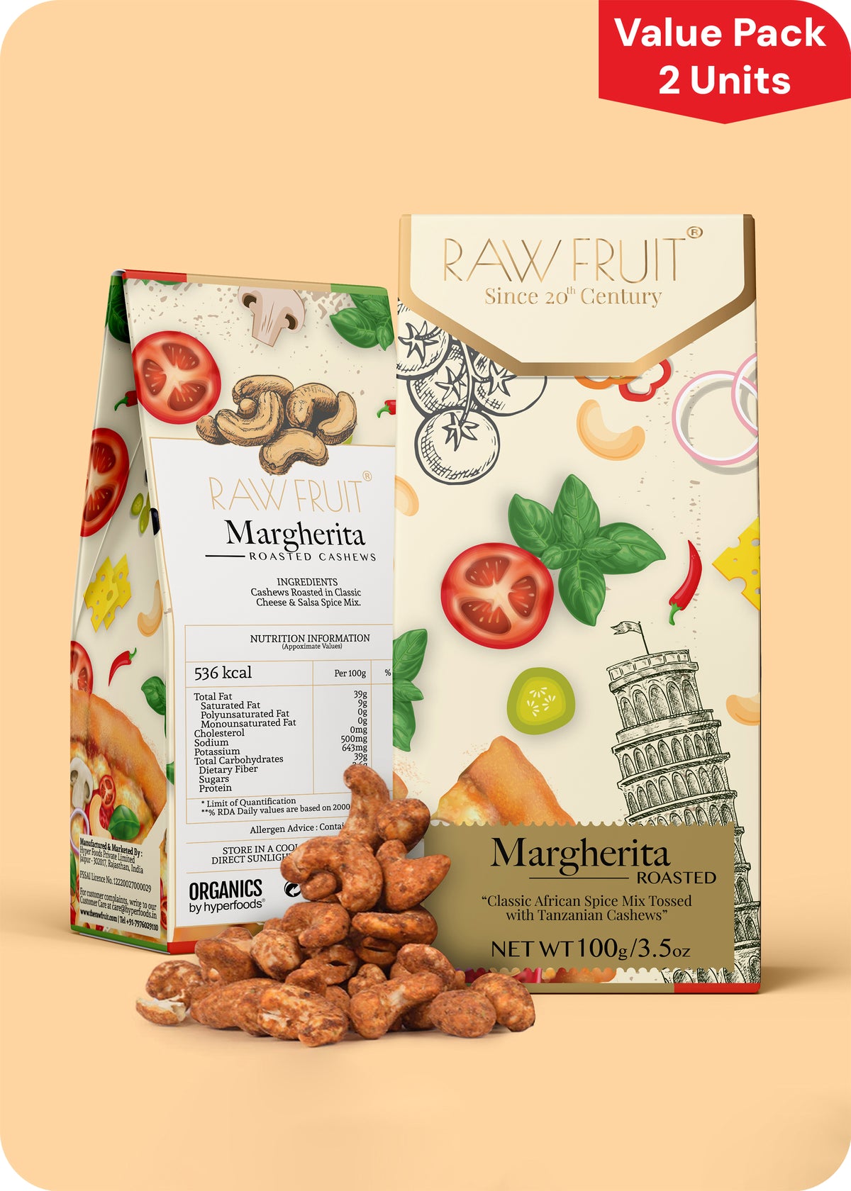 Italian Margherita Roasted Cashews Pack of 2