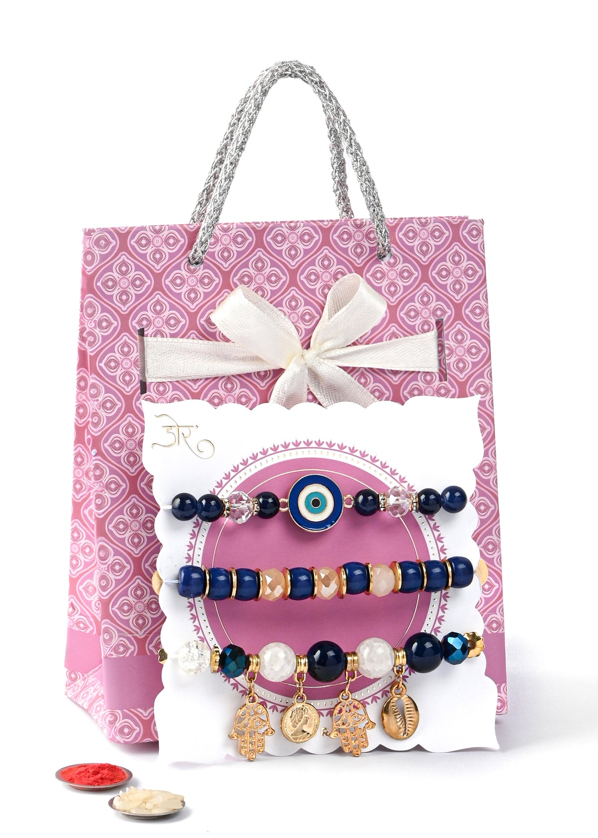 Blue Trinity Rakhi with Set of 3