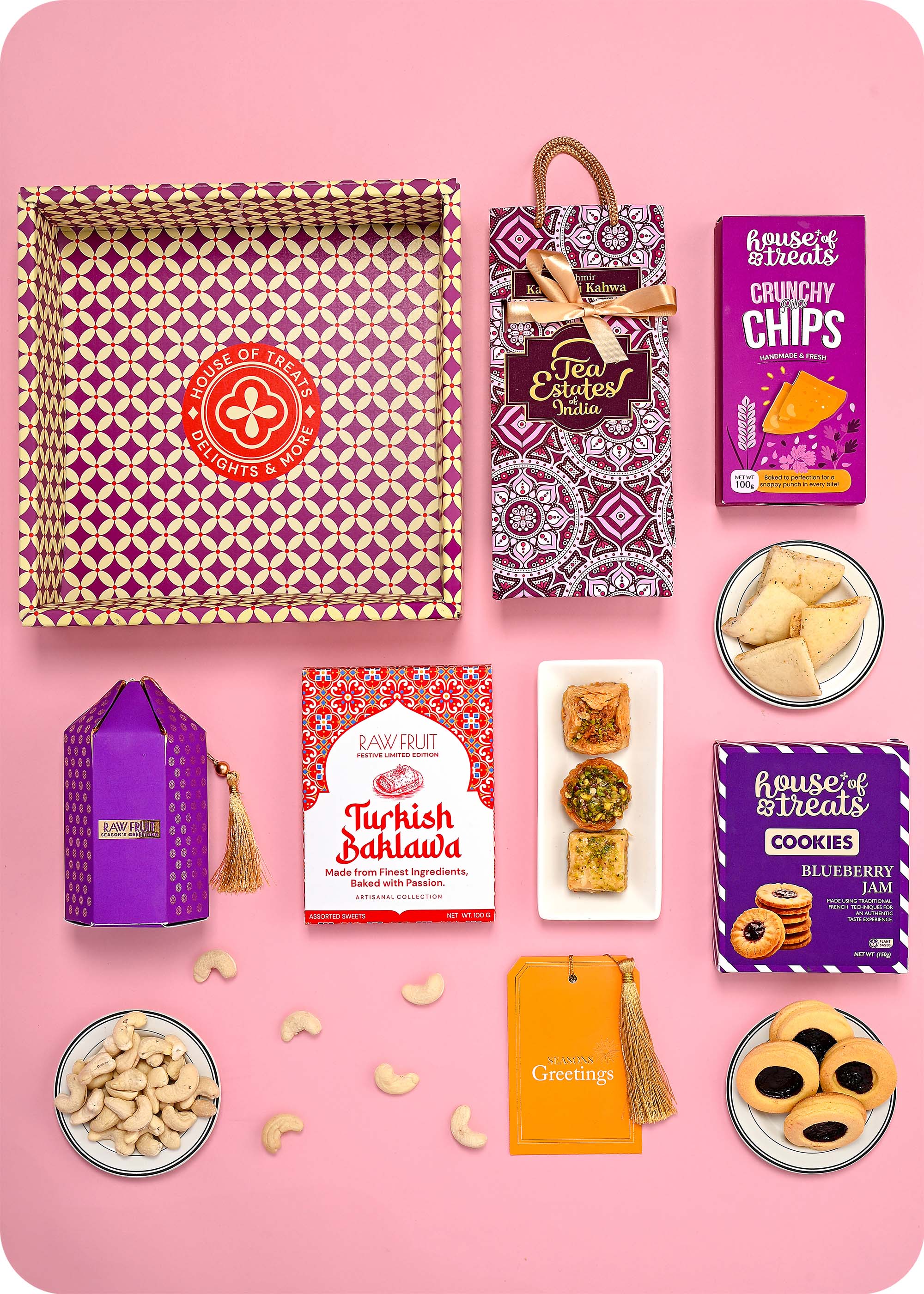 Dry Fruits, Cookies & Snacks with Tea Gift Hamper