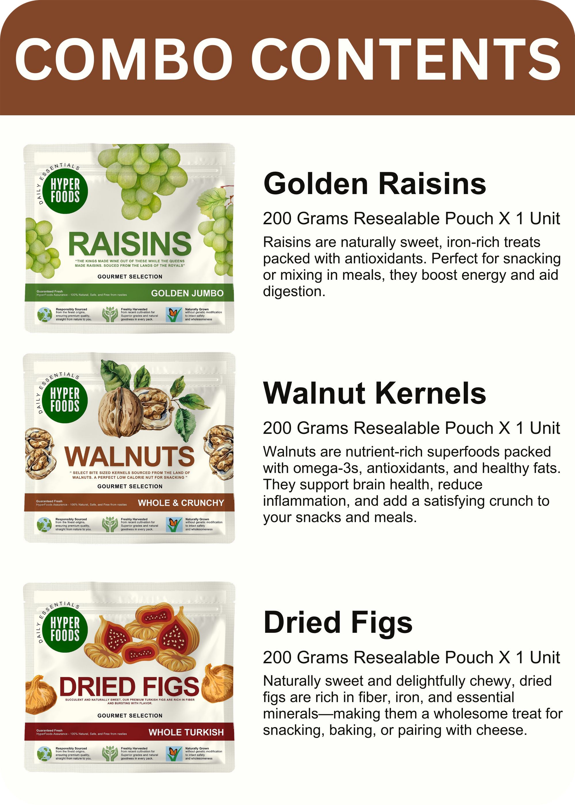Basic DryFruit Combo of 6 (200gm x 6 Each)