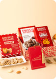 Snacks with Cookies Gift Hamper including french heart cookies, mocha almonds dragees and pizza mini snack