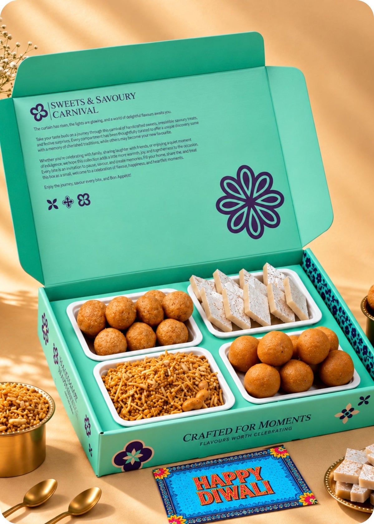 RawFruit Sweets Savoury 700g Gift Pack with Diwali Greeting Card