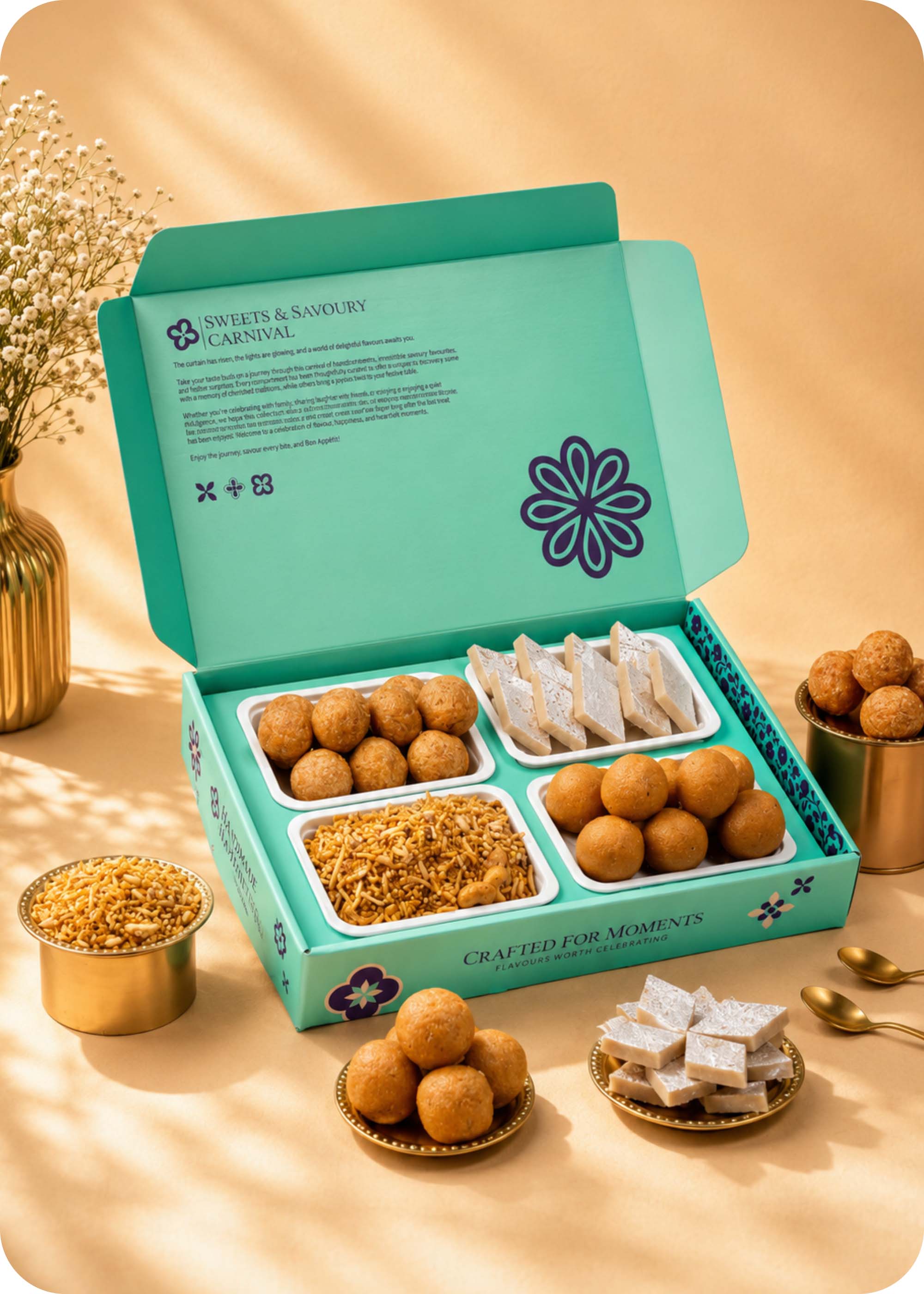 Rakhi Festive Sweets Gift Pack with Set of 2 Rakhi