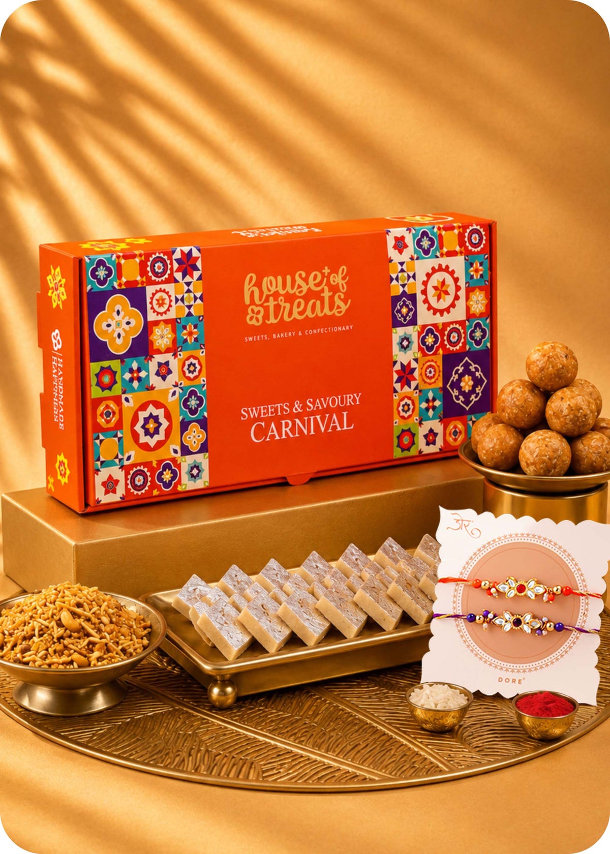 Rakhi Celebration Sweets Gift Pack with Set of 2 Rakhi