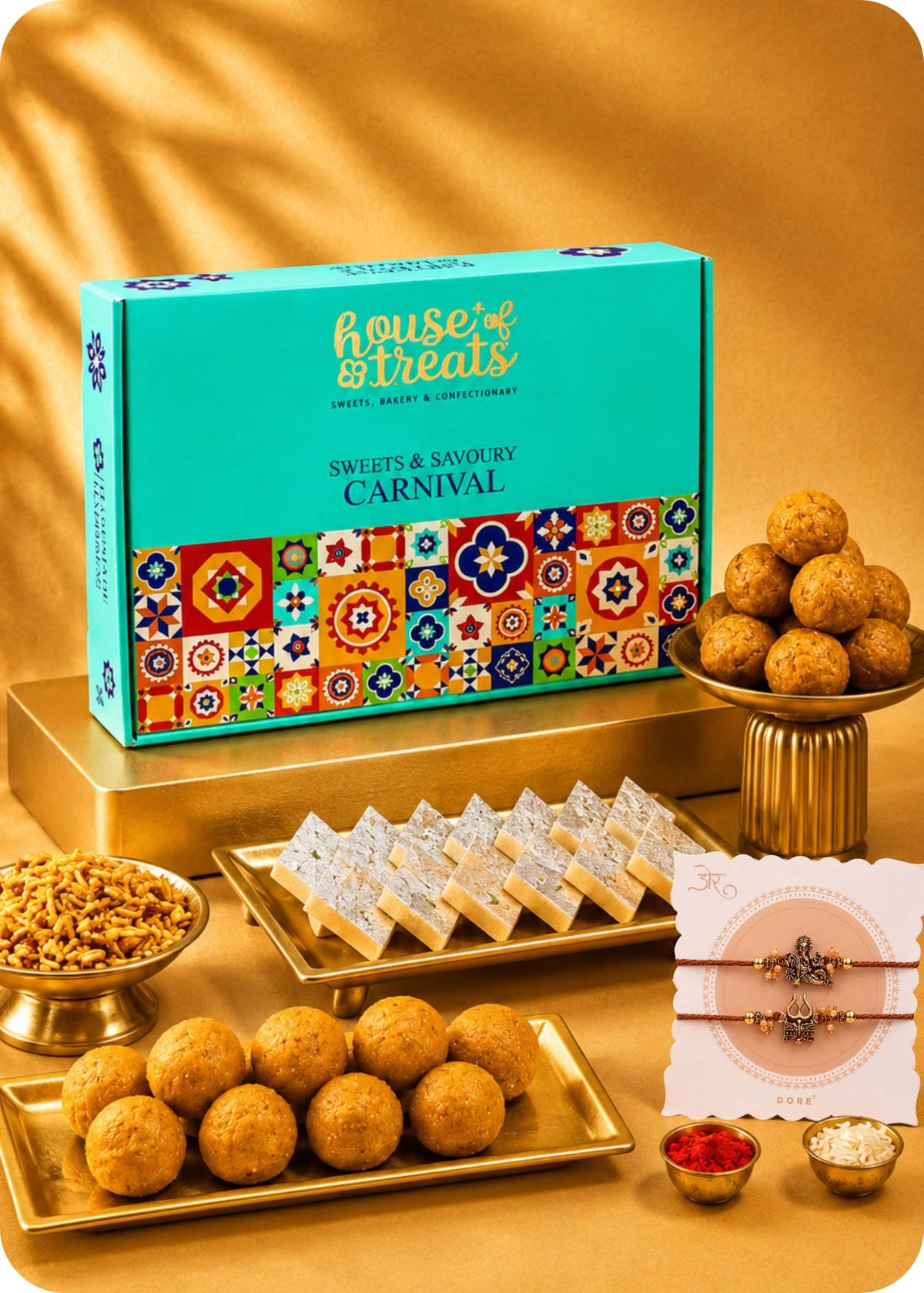 Rakhi Festive Sweets Gift Pack with Set of 2 Rakhi