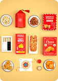 Rakhi Gift Basket: Sweets & Snacks with 3 Rakhi
