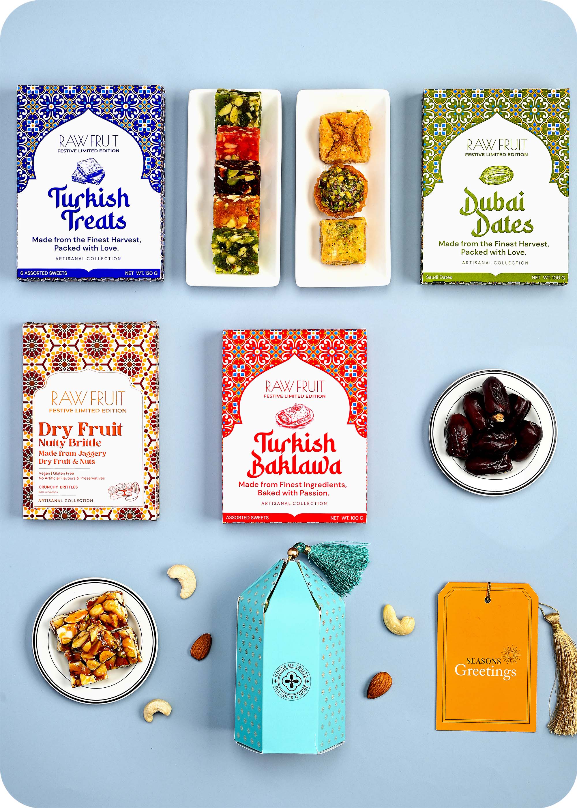 Exquisite Gift Pack: Dubai Dates, Turkish Baklawa with Premium Dry Fruits