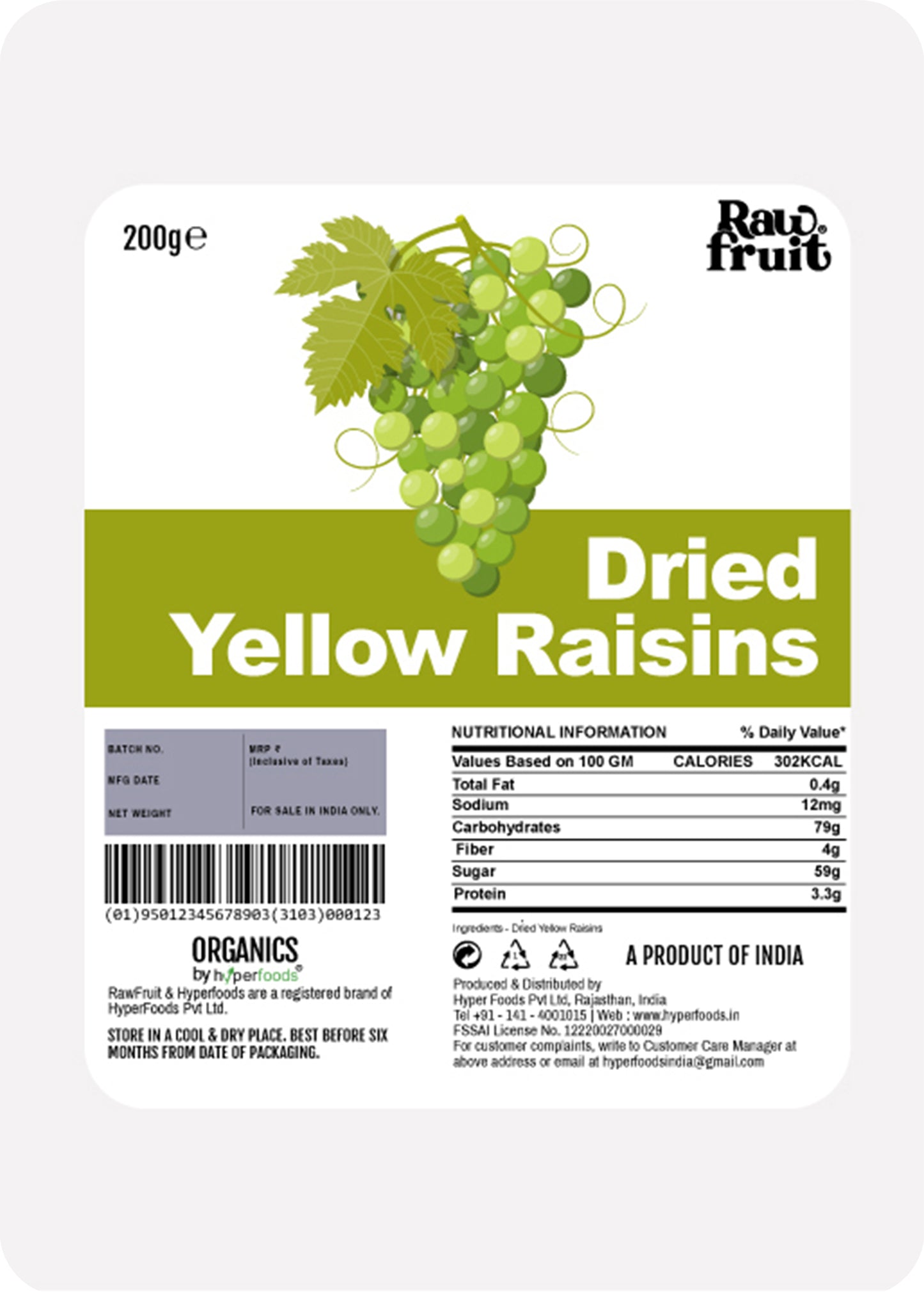 Dried Yellow Raisins