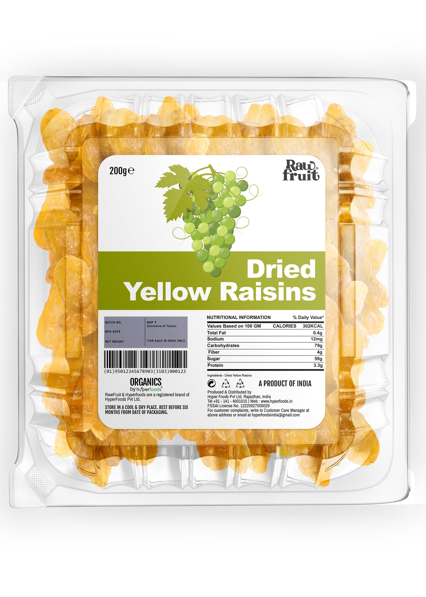 Raw Fruit Dried Golden Raisins