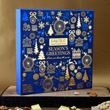 Seasons Greeting Wooden Tray with Premium Dry Fruits & Dried Apricot, Basic Blue
